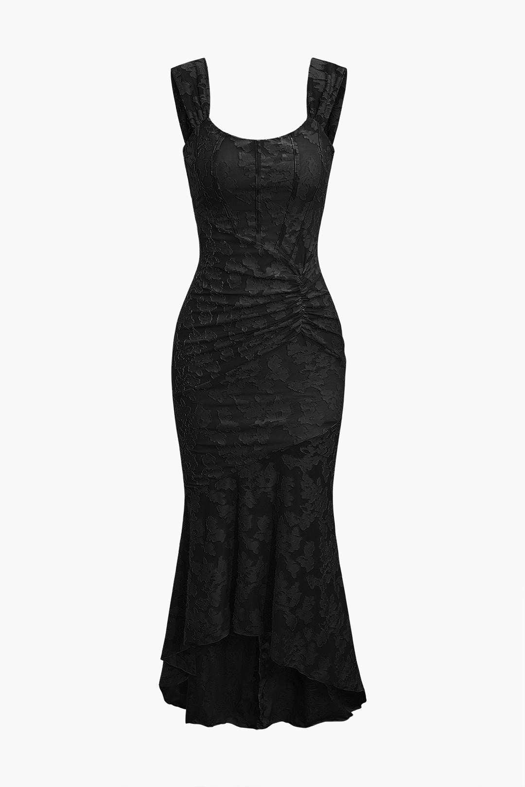 Ruxley Black Floral Maxi Dress - Bell Sleeve & Rose Print Fit