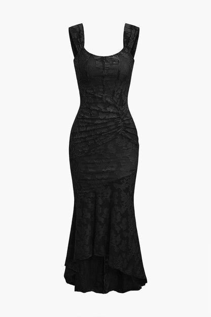 Ruxley Black Floral Maxi Dress - Bell Sleeve & Rose Print Fit